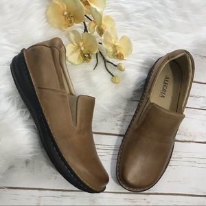 Alegria Men's "Oz" Brown Tumbled Leather Shoes Slip On Size EU 46 US 12